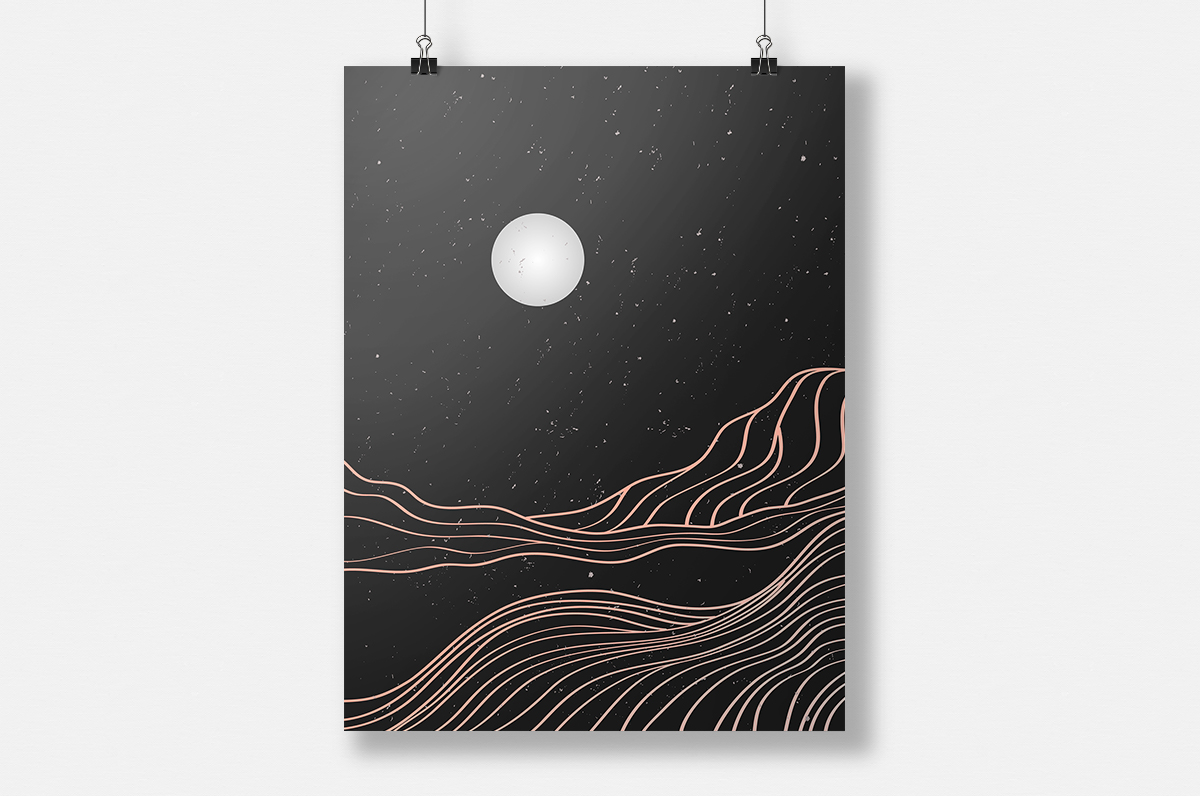 Plakat - Górskie kontury w różu - fototapeta.shop