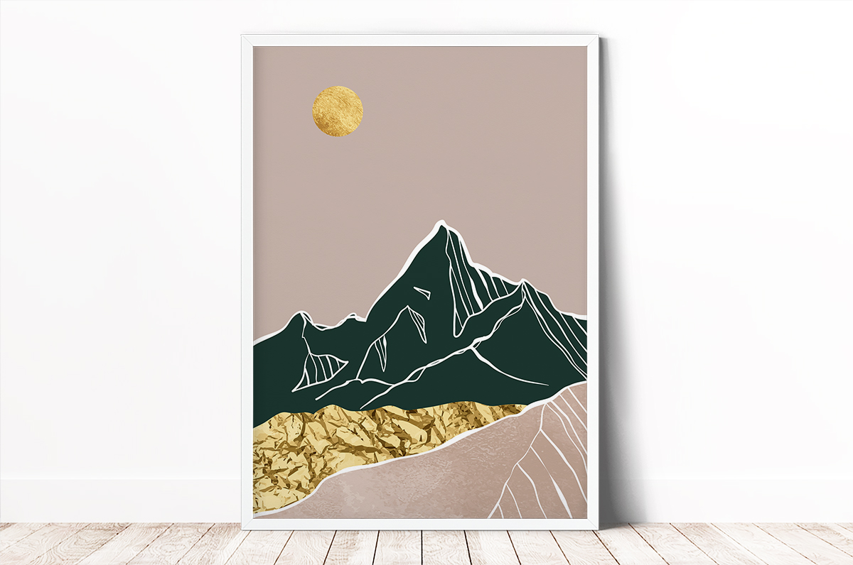 Plakat - Góry zielono-różowe - kolaż - fototapeta.shop