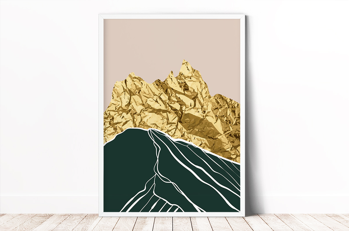 Plakat - Góry z gniecionego złota - fototapeta.shop