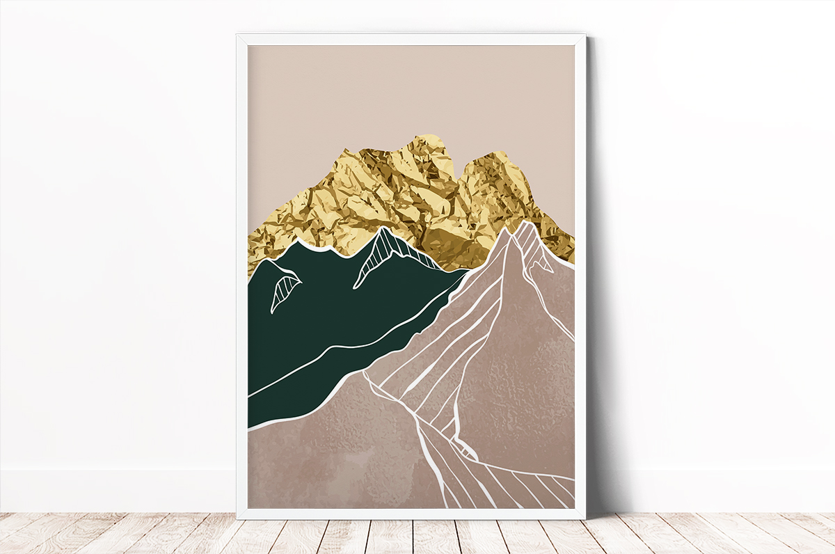 Plakat - Gniecione, złote góry - fototapeta.shop