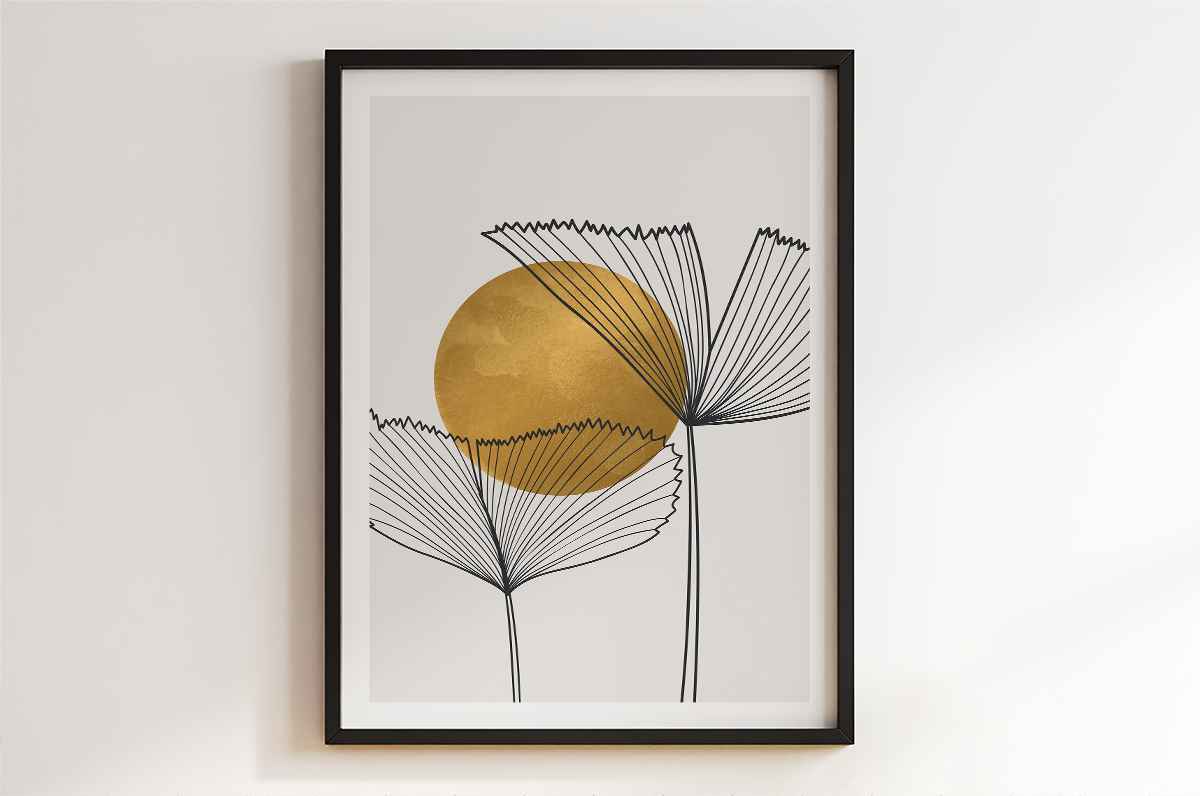 Plakat - Liście wachlarze szkic - fototapeta.shop
