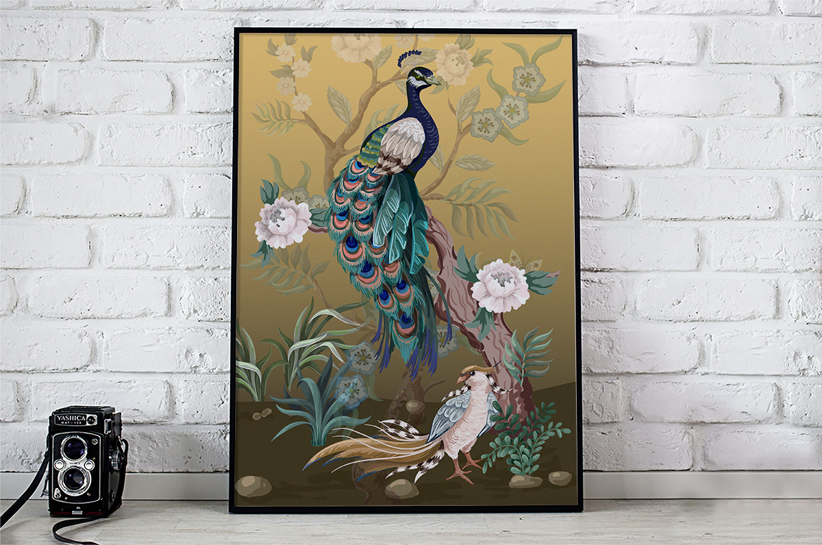 Plakat - Paw na tle w kolorze złota - fototapeta.shop