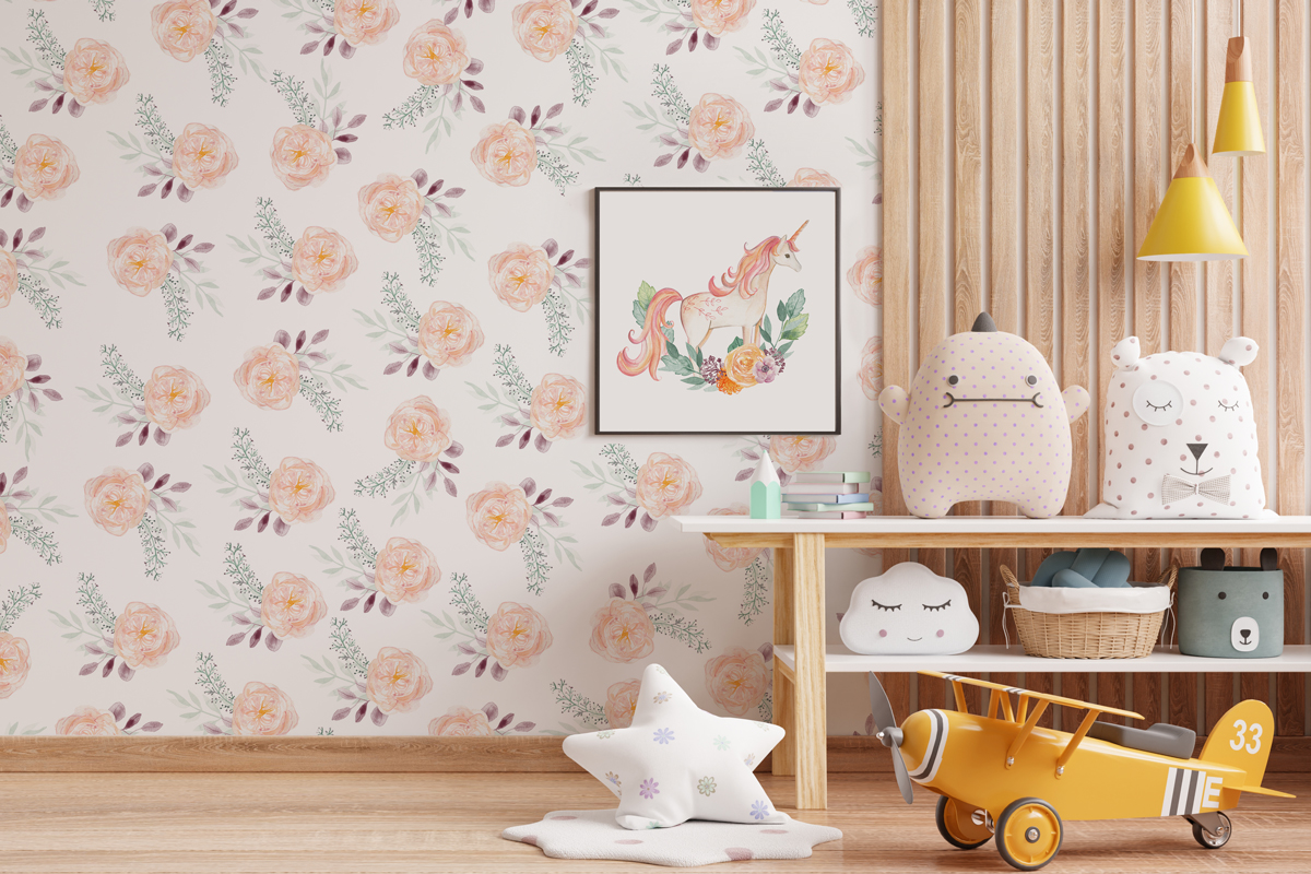 Plakat - Jednorożec z bukietem kwiatów - fototapeta.shop
