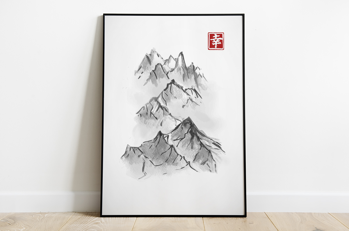 Japońskie ryciny - pasmo górskie