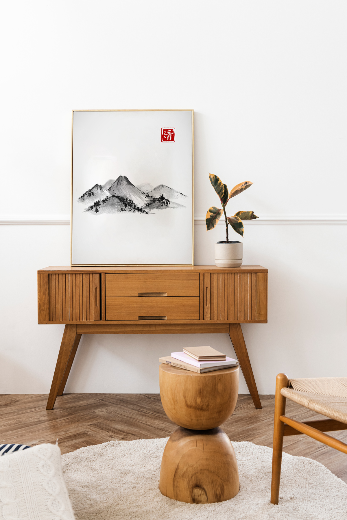 Plakat - Japońskie ryciny - szkic szczytów - fototapeta.shop