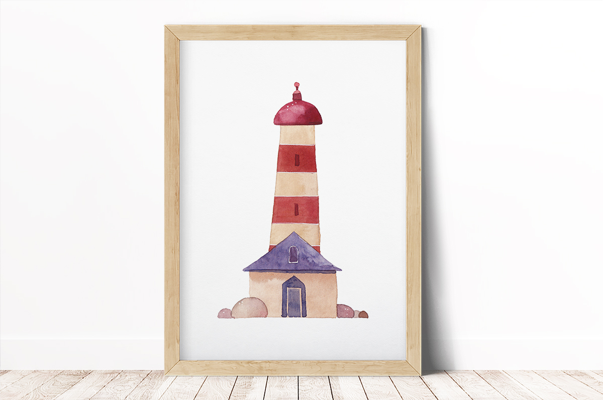 Plakat - Latarnia morska w pasy - fototapeta.shop