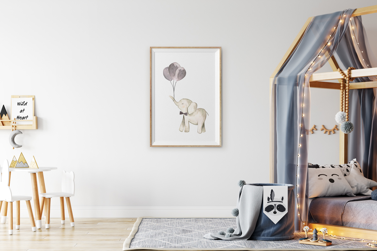 Plakat - Słoń z balonikami - fototapeta.shop