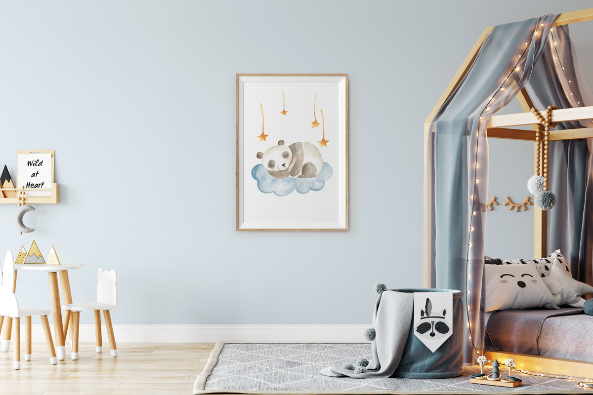 Plakat - Panda i gwiazdy - fototapeta.shop