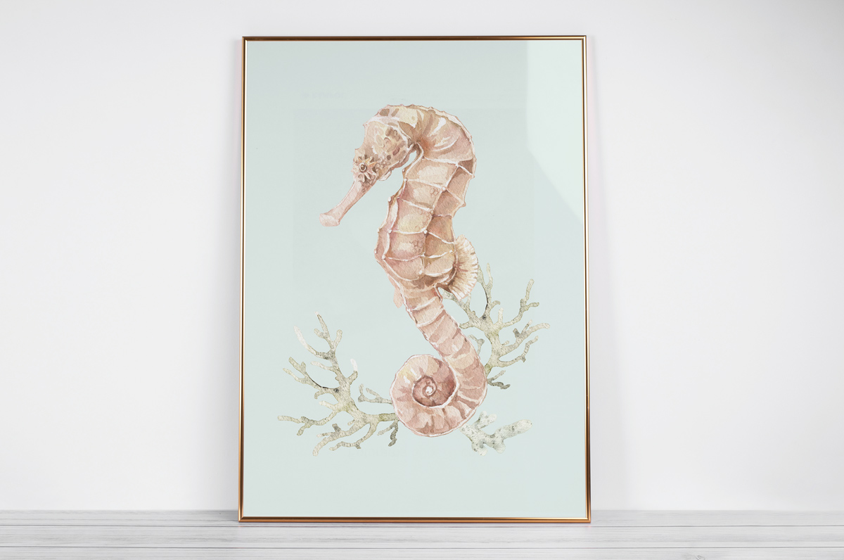 Konik morski na seledynowym tle