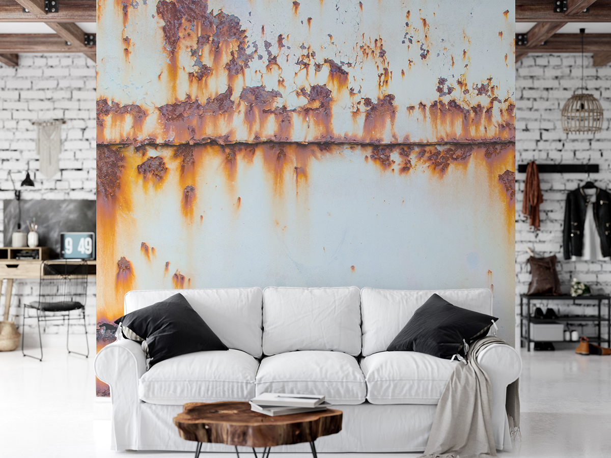 Fototapeta - Biała blacha z rdzawymi naciekami - fototapeta.shop