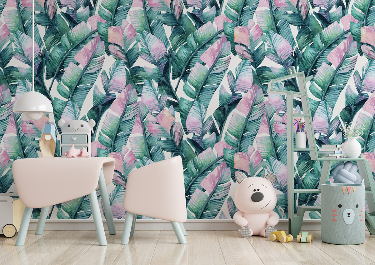 Tapeta - Fioletowo-zielone liście bananowca - fototapeta.shop