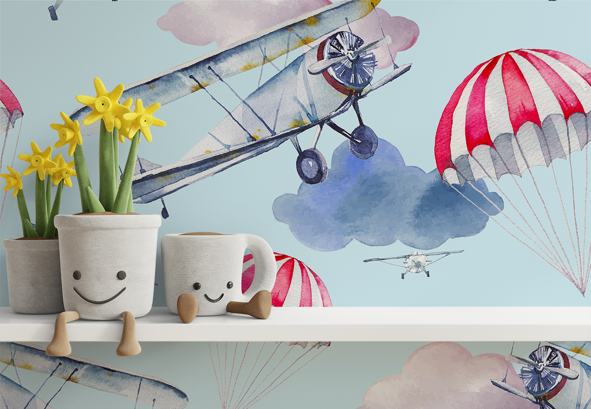 Tapeta - Samoloty na błękicie - fototapeta.shop