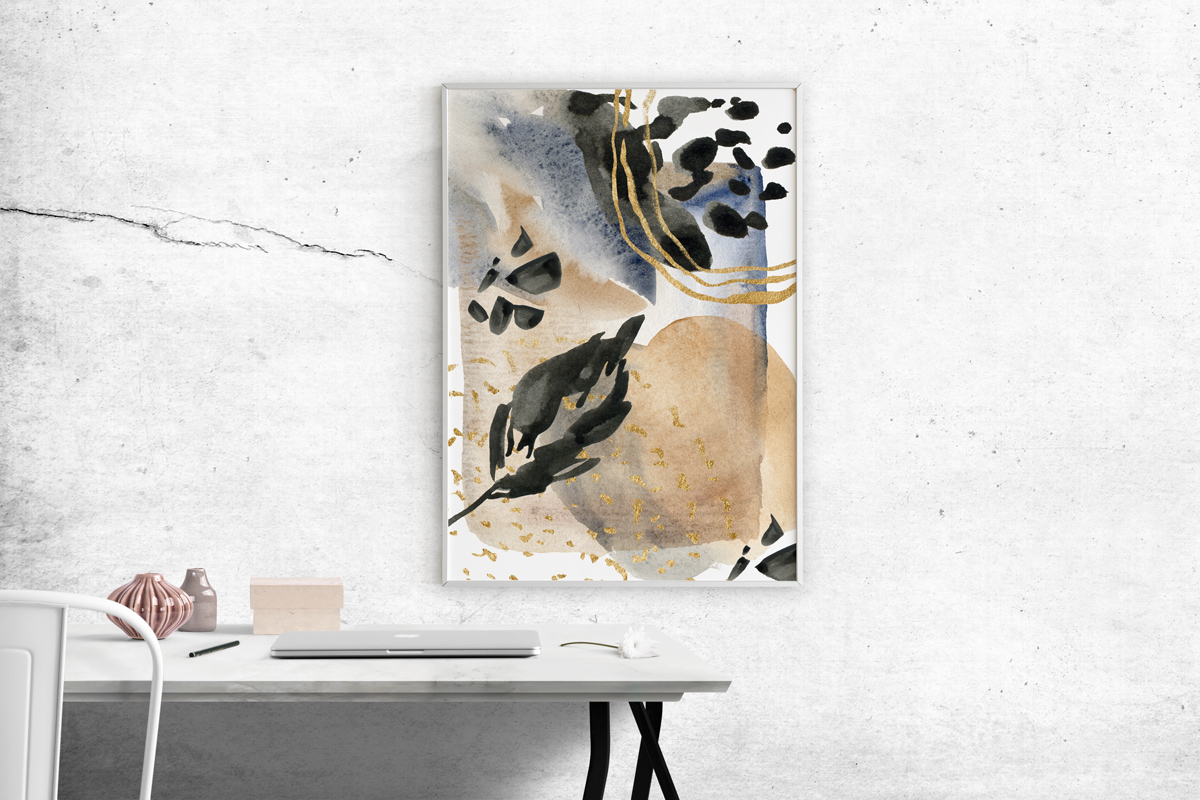 Plakat - Piaskowe Abstrakcje - duży liść - fototapeta.shop