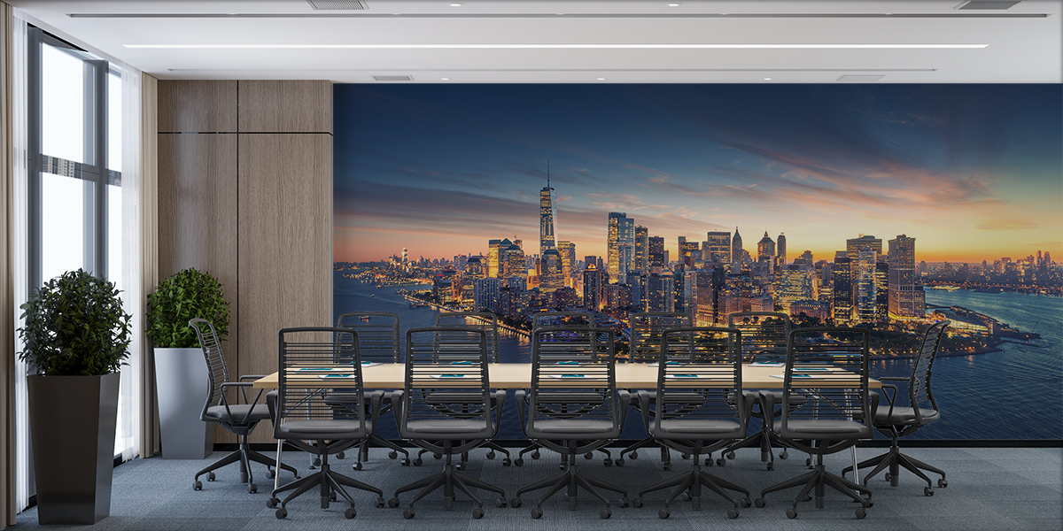 Fototapeta - Manhattan nocą z lotu ptaka - fototapeta.shop