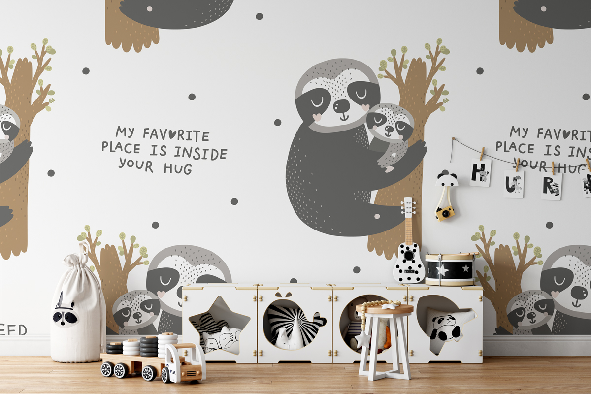 Tapeta - Przytulone leniwce - fototapeta.shop