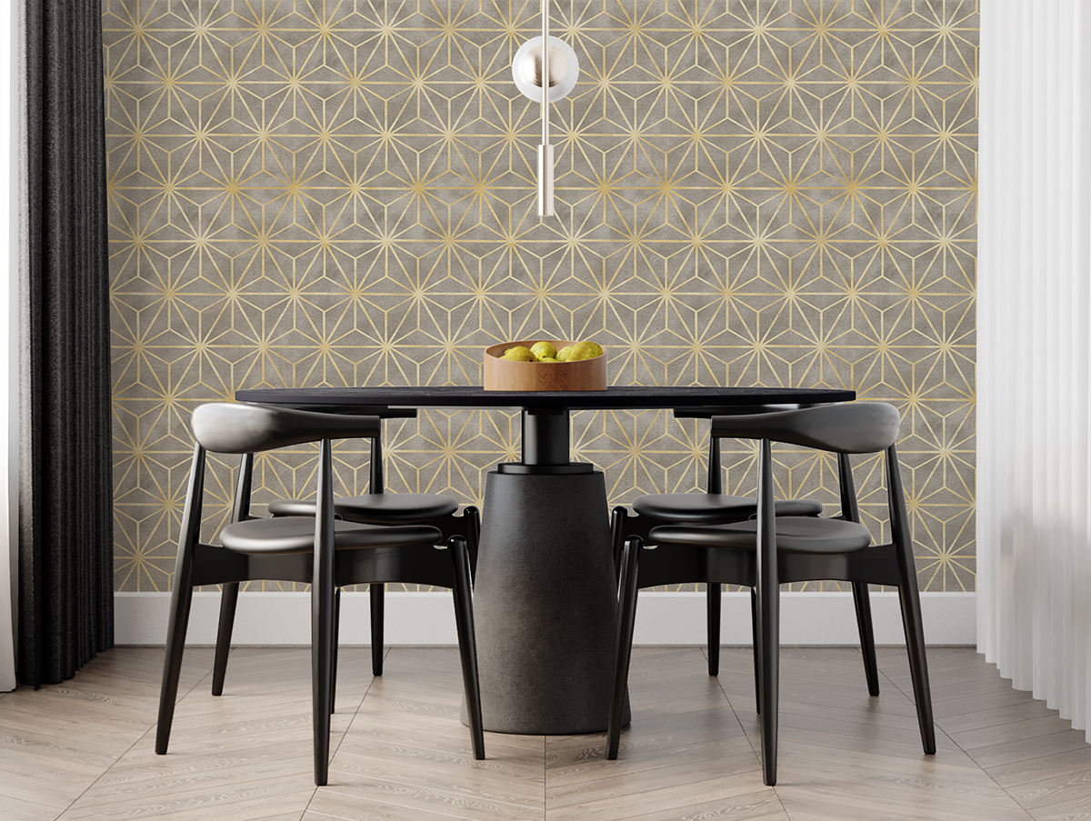 Tapeta - Geometryczne beżowe gwiazdy na brudno-różowym tle - fototapeta.shop