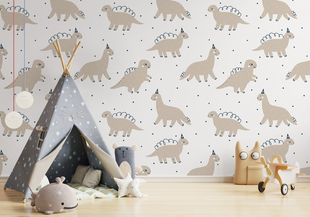 Tapeta - Dinozaury na imprezie - fototapeta.shop