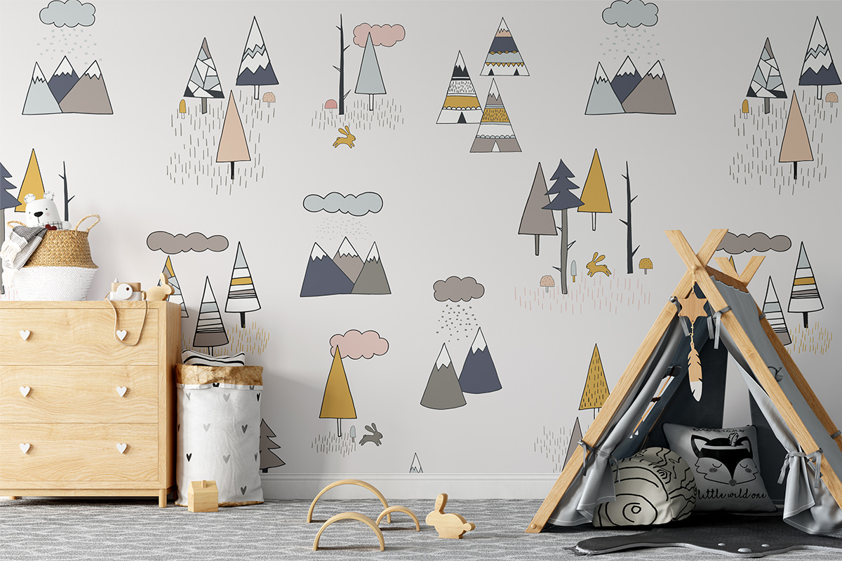 Tapeta - Geometryczne choinki - fototapeta.shop