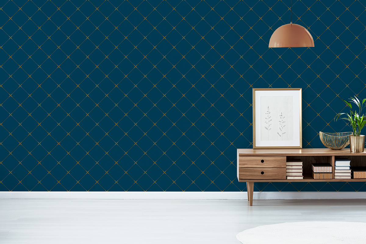 Tapeta - Drobny, geometryczny wzór w granacie - fototapeta.shop