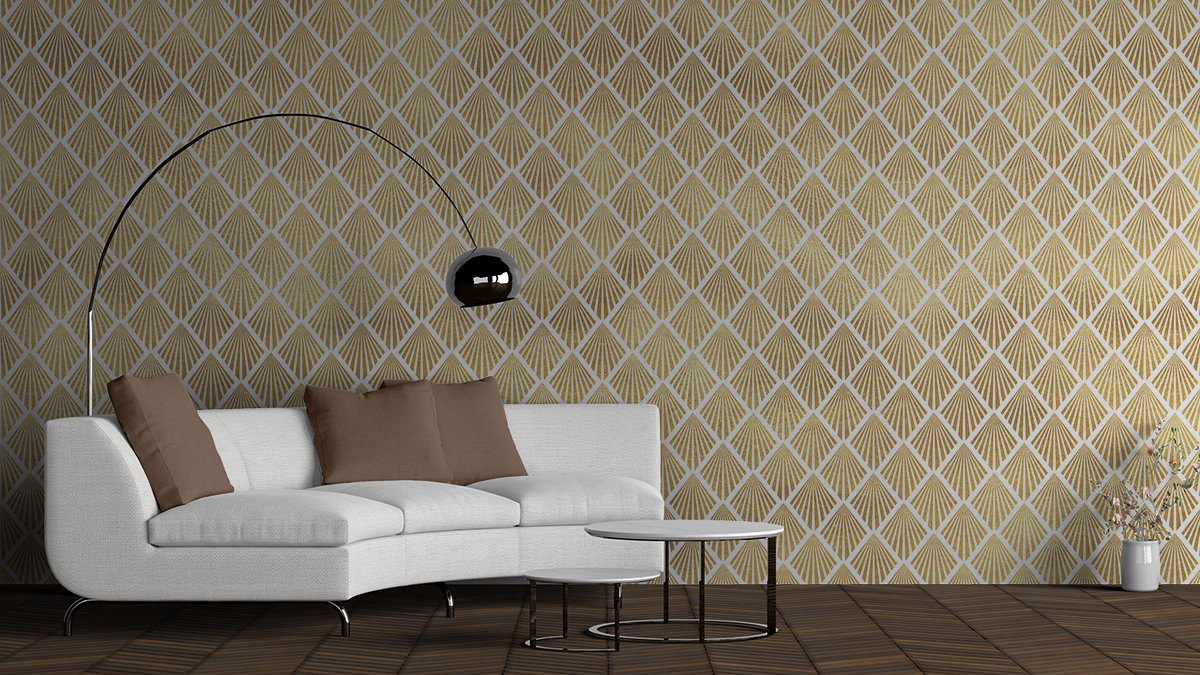 Tapeta - Promienisty geometryczny wzór na białym tle - fototapeta.shop