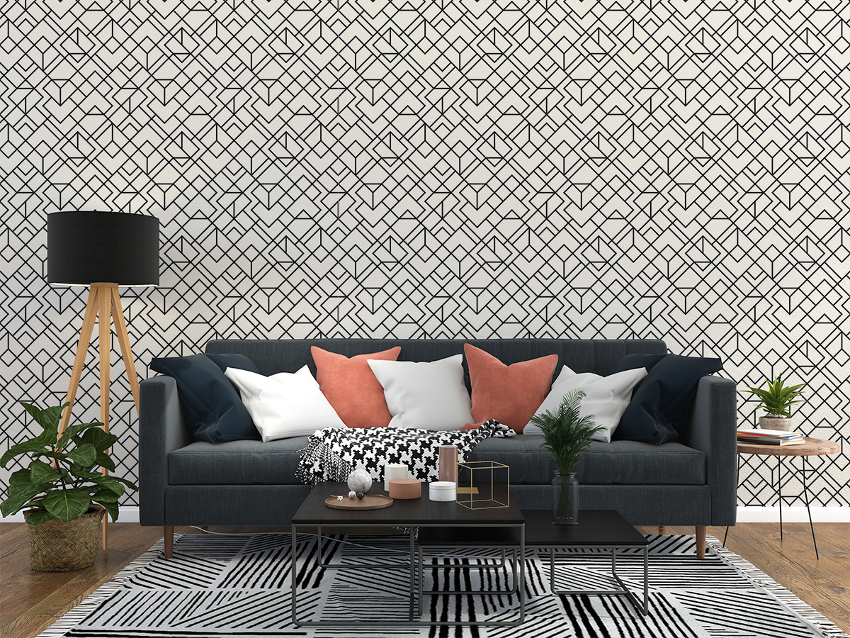 Tapeta - Nieregularne czarne kształty na jasnym tle - fototapeta.shop