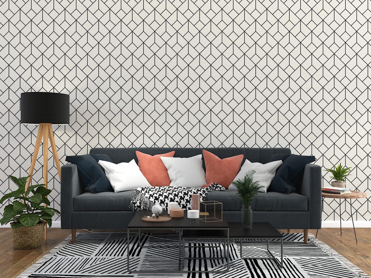 Tapeta - Duże czarne sześciany na jasnym tle - fototapeta.shop