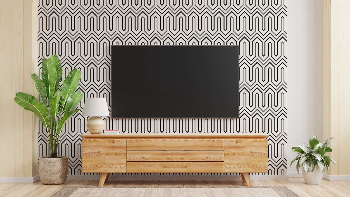 Tapeta - Geometryczny czarno-biały szlaczek - fototapeta.shop