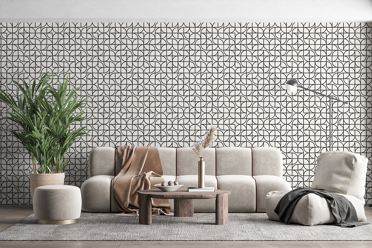 Tapeta - Czarne nieregularne kształty na jasnym tle - fototapeta.shop