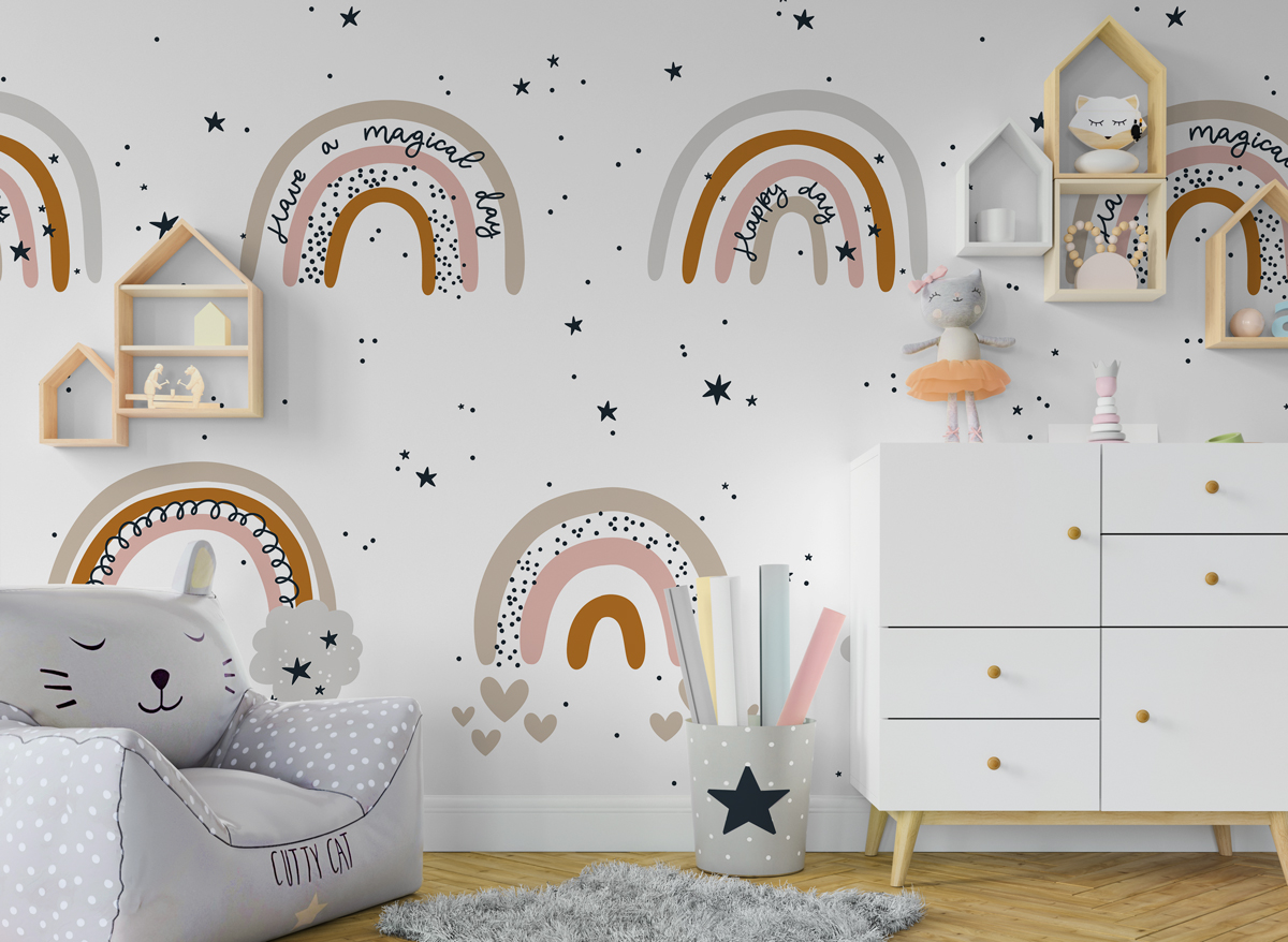 Tapeta - Tęcze, chmurki, gwiazdki - fototapeta.shop