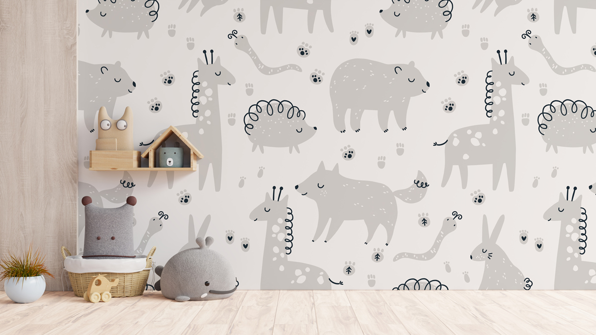 Tapeta - Zwierzęta i tropy na białym tle - fototapeta.shop
