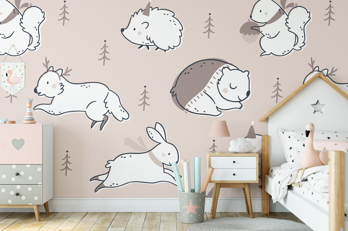 Tapeta - Leśne zwierzęta w brązach - fototapeta.shop