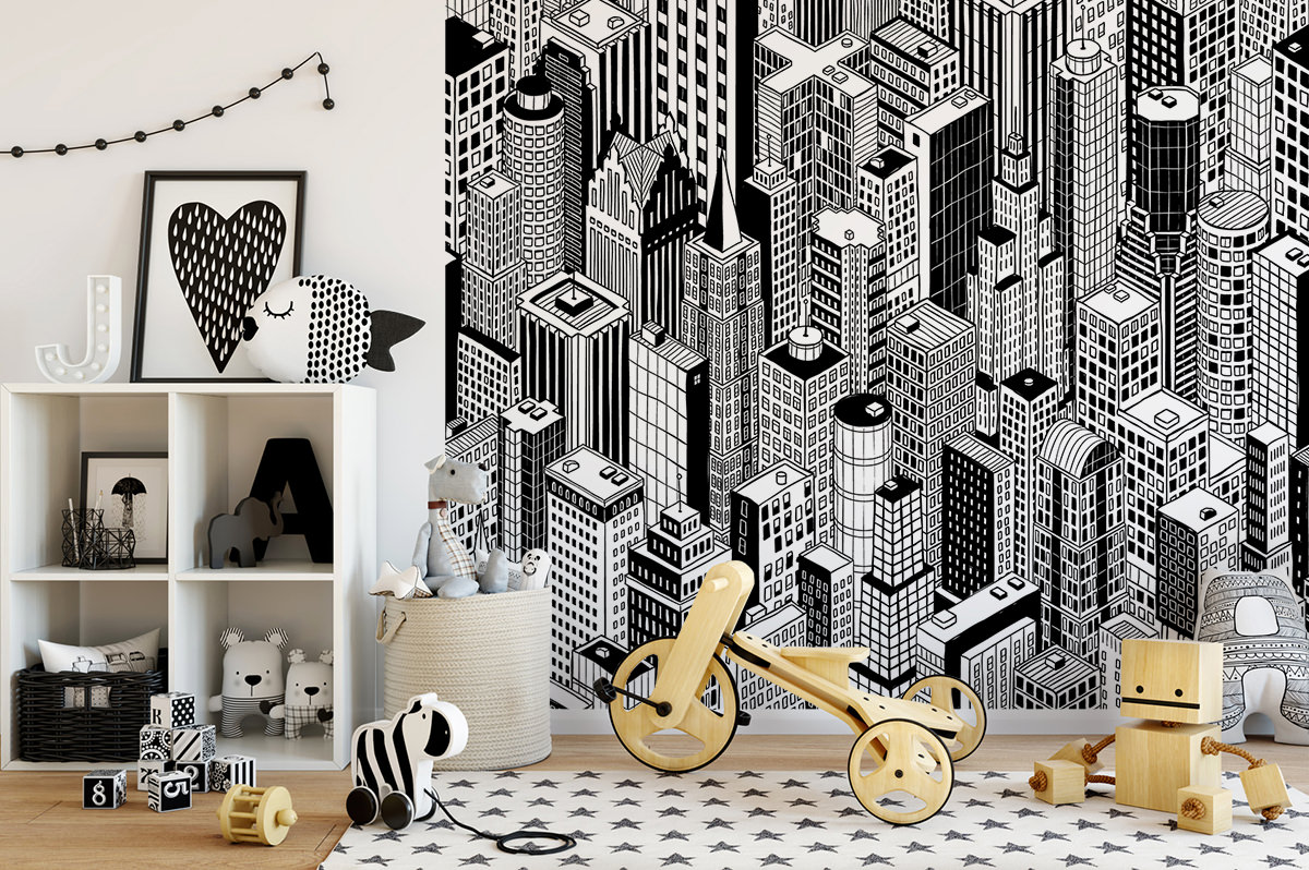 Tapeta - Wieżowce w czerni i bieli - fototapeta.shop