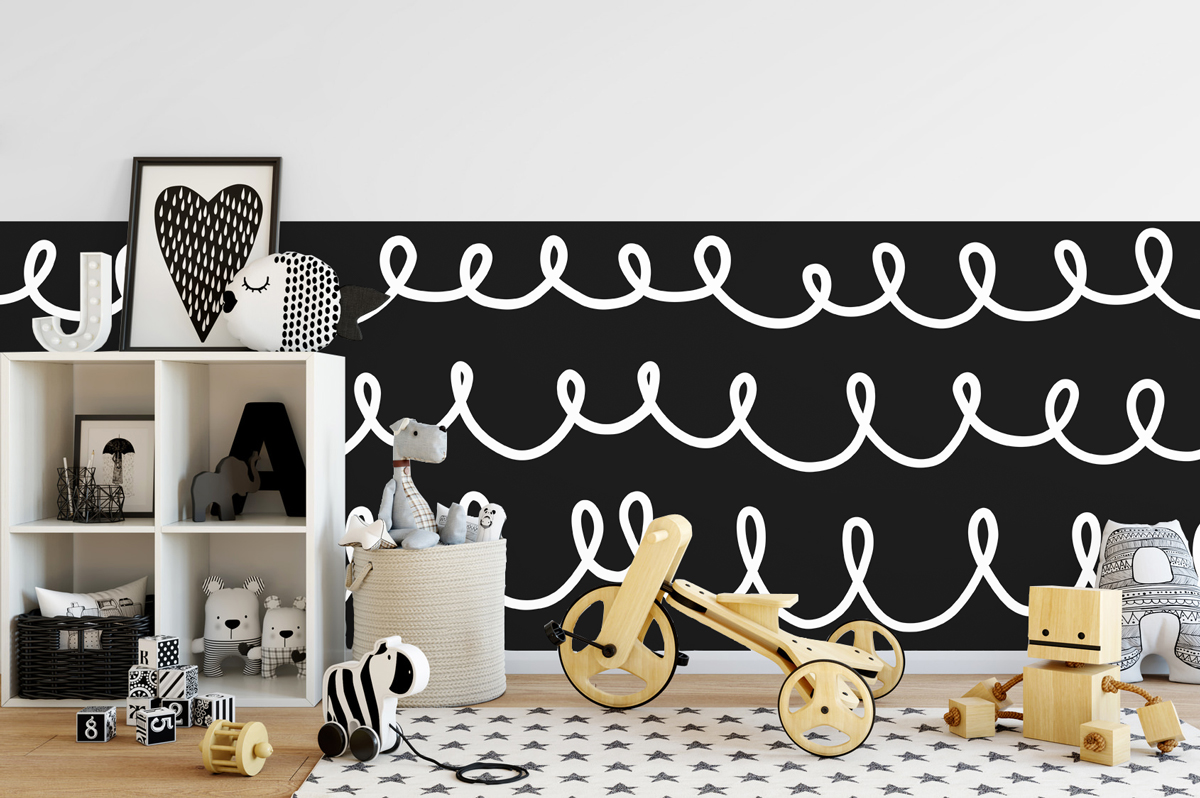 Tapeta - Czarno-białe zawijasy - fototapeta.shop