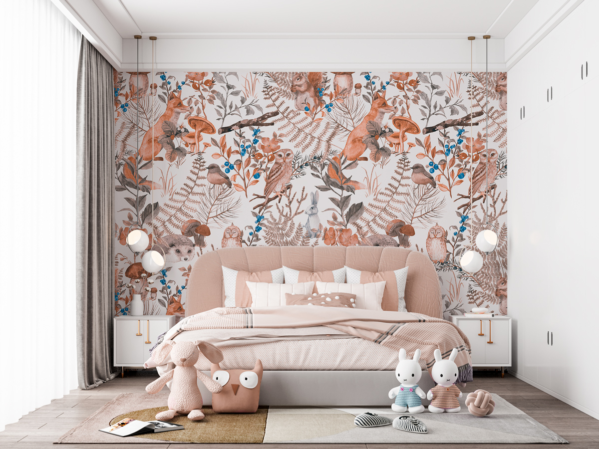 Tapeta - Leśne zwierzęta w stylu vintage - fototapeta.shop
