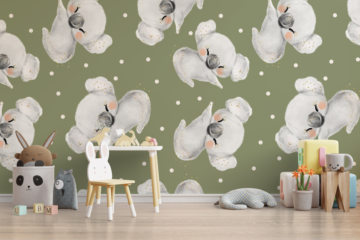 Tapeta - Koala i kropki - fototapeta.shop