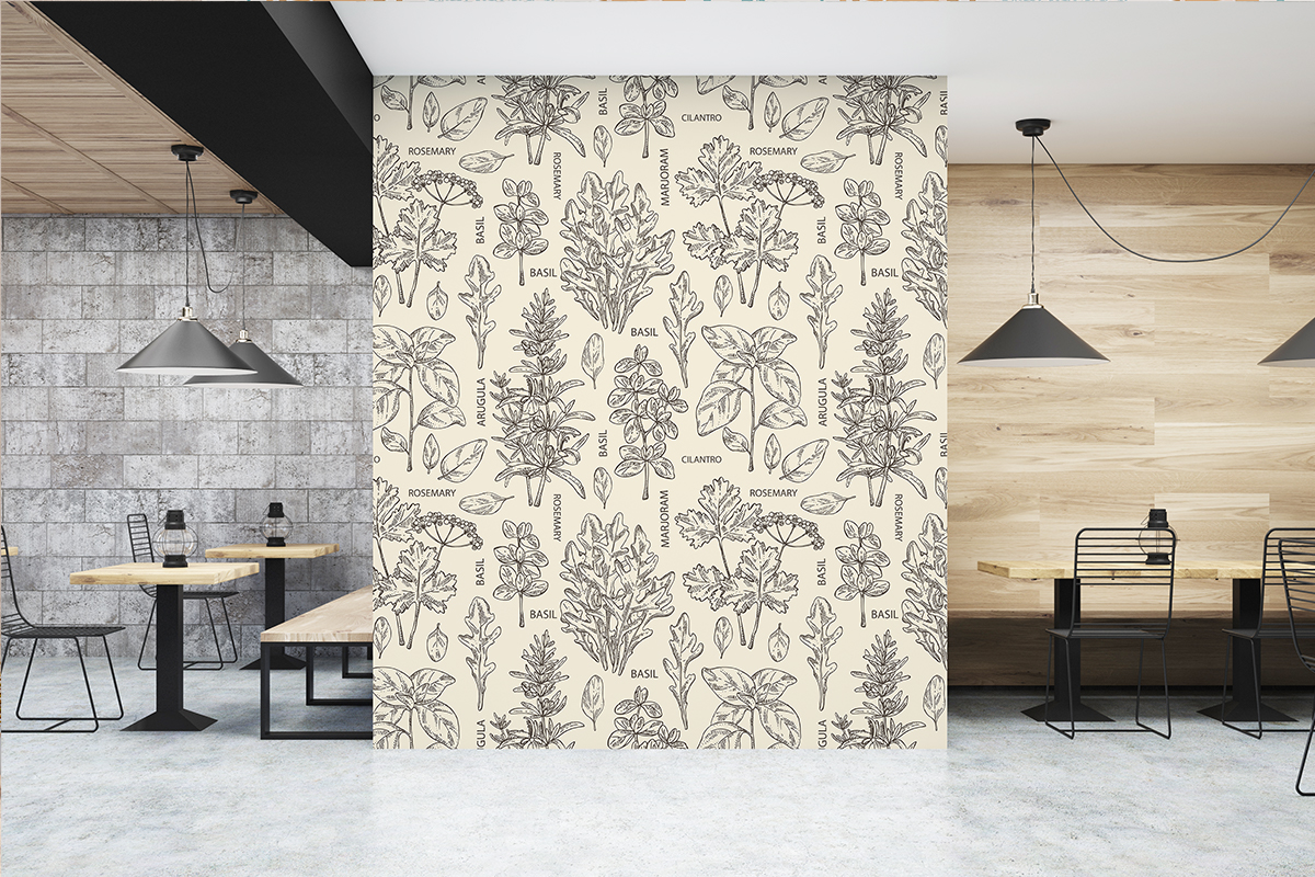 Tapeta - Rycina z ziołami - fototapeta.shop