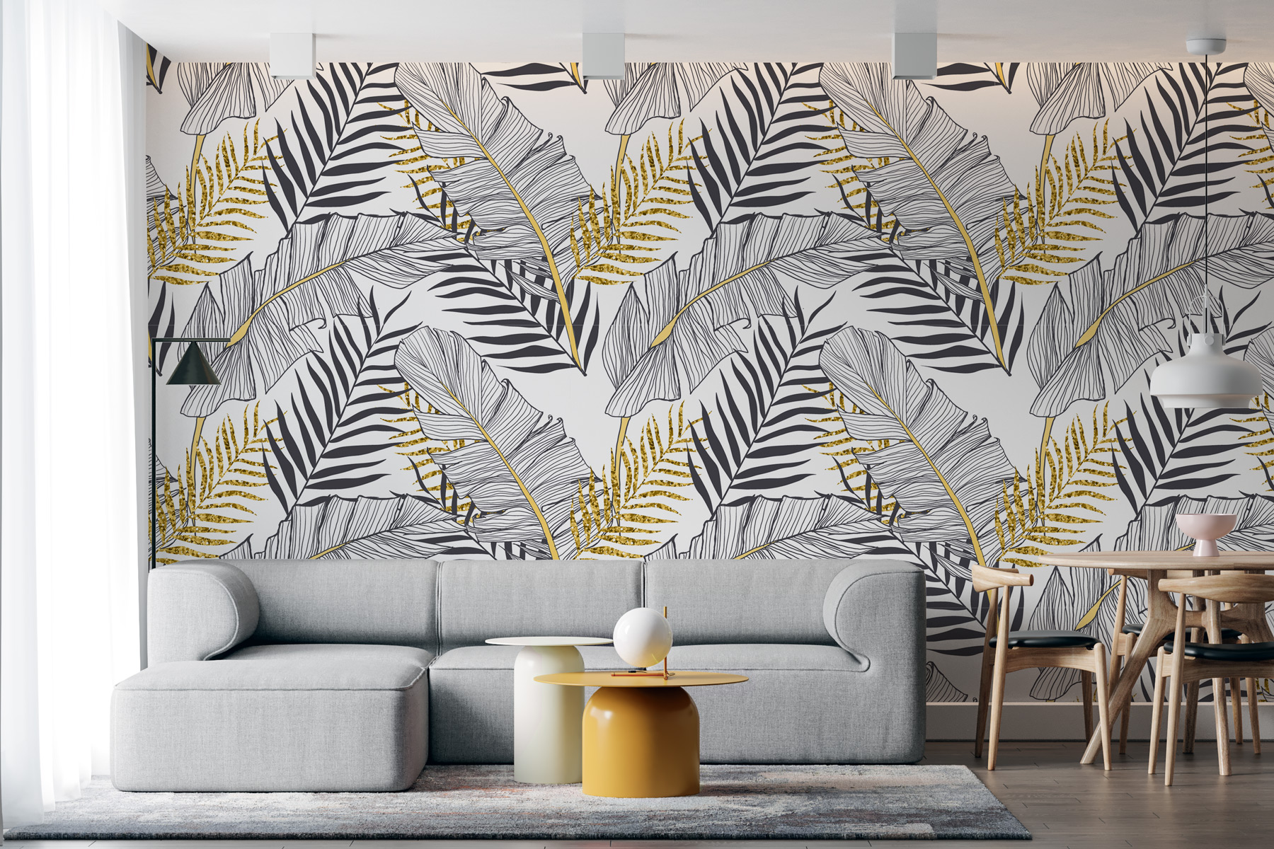 Tapeta - Jednobarwne liście palmowe - fototapeta.shop