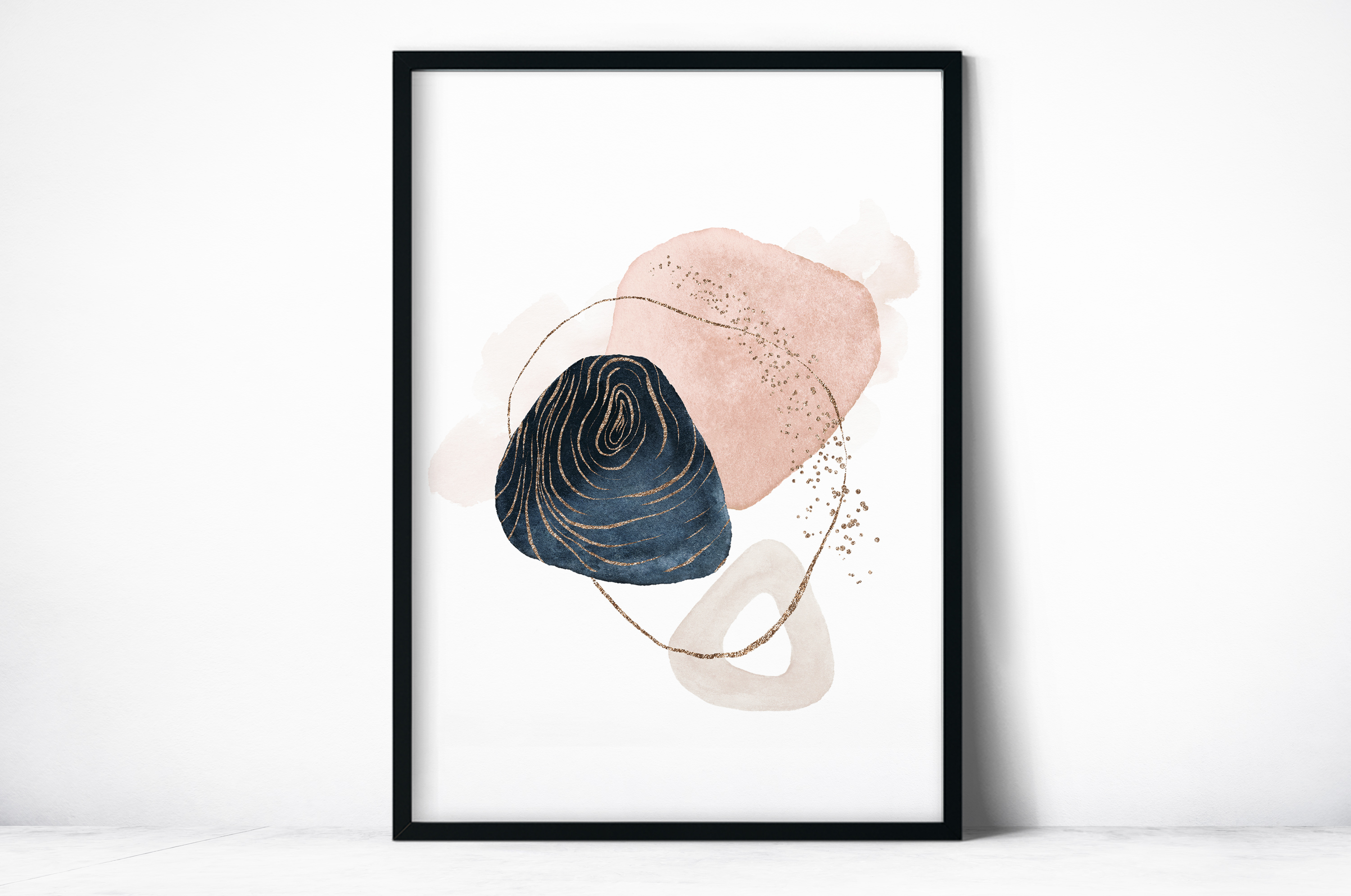 Plakat - Grafika róż i granat - fototapeta.shop
