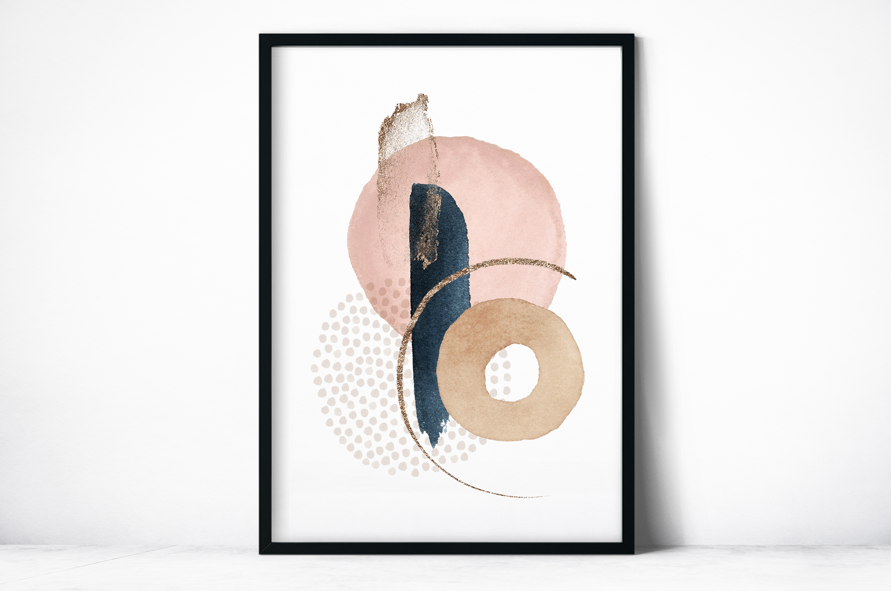 Plakat - Abstrakcja w granacie i różu - fototapeta.shop