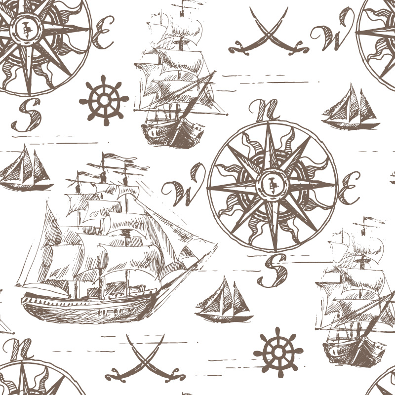 Żaglowiec na mapie retro