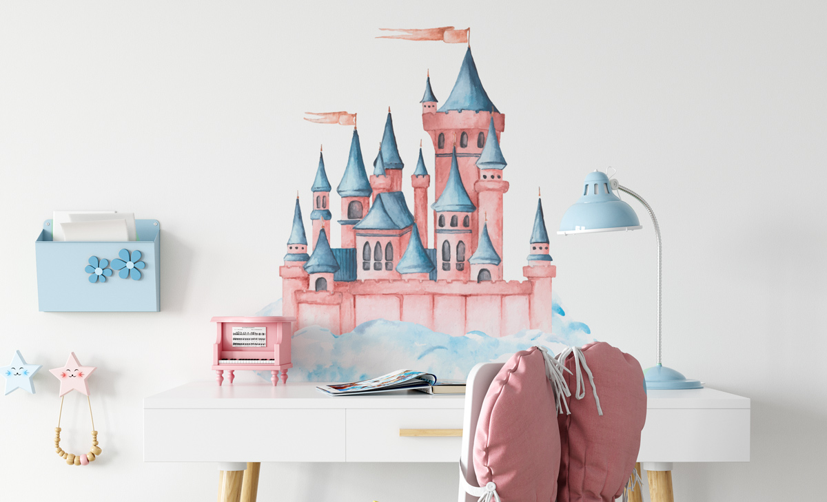 Naklejka - Różowy pałac w chmurach - fototapeta.shop