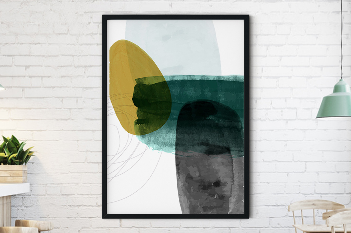Plakat - Barwna garfika w odcieniach zieleni - fototapeta.shop