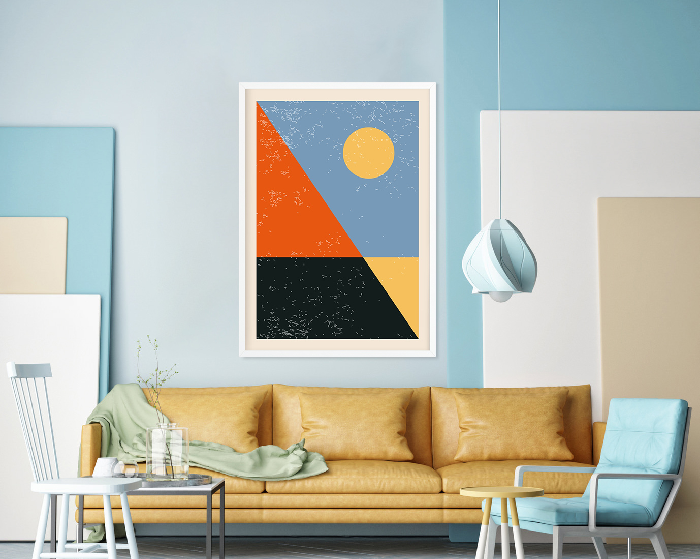 Plakat - Kropka i trójkąty - fototapeta.shop