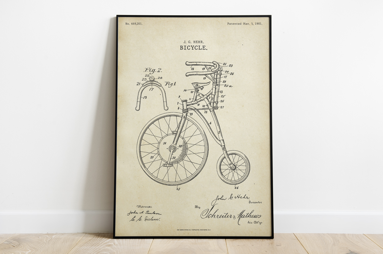 Plakat - Rower retro projektu Johna Hehra - fototapeta.shop